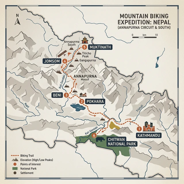Route Map for annapurna-chitwan